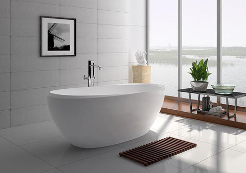 Legion Furniture WJ8639-W 65" White Matt Solid Surface Tub, No Faucet - Houux