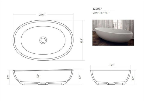 Legion Furniture WJ9077-W 23.6" White Matt Solid Surface Bowl, No Faucet - Houux