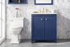 Image of Legion Furniture WLF2130-B 30" Blue Finish Sink Vanity Cabinet With Carrara White Top - Houux