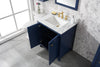 Image of Legion Furniture WLF2130-B 30" Blue Finish Sink Vanity Cabinet With Carrara White Top - Houux