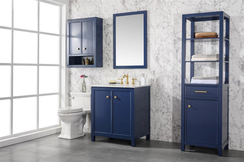 Legion Furniture WLF2130-B 30" Blue Finish Sink Vanity Cabinet With Carrara White Top - Houux