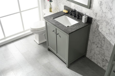 Legion Furniture WLF2130-PG 30" Pewter Green Finish Sink Vanity Cabinet With Blue Lime Stone Top - Houux