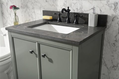 Legion Furniture WLF2130-PG 30" Pewter Green Finish Sink Vanity Cabinet With Blue Lime Stone Top - Houux