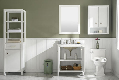 Legion Furniture WLF2130-W 30" White Finish Sink Vanity Cabinet With Carrara White Top - Houux