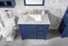 Image of Legion Furniture WLF2136-B 36" Blue Finish Sink Vanity Cabinet With Carrara White Top - Houux