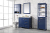 Image of Legion Furniture WLF2136-B 36" Blue Finish Sink Vanity Cabinet With Carrara White Top - Houux