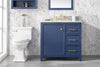 Image of Legion Furniture WLF2136-B 36" Blue Finish Sink Vanity Cabinet With Carrara White Top - Houux