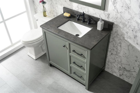 Legion Furniture WLF2136-PG 36" Pewter Green Finish Sink Vanity Cabinet With Blue Lime Stone Top - Houux