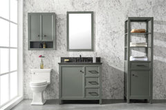 Legion Furniture WLF2136-PG 36" Pewter Green Finish Sink Vanity Cabinet With Blue Lime Stone Top - Houux