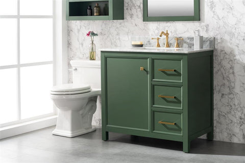 Legion Furniture WLF2136-VG 36" Vogue Green Finish Sink Vanity Cabinet With Carrara White Top - Houux