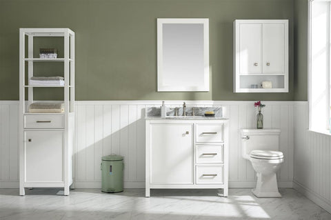 Legion Furniture WLF2136-W 36" White Finish Sink Vanity Cabinet With Carrara White Top - Houux