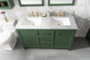 Image of Legion Furniture WLF2154-VG 54" Vogue Green Finish Double Sink Vanity Cabinet With Carrara White Top - Houux