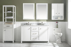 Legion Furniture WLF2154-W 54" White Finish Double Sink Vanity Cabinet With Carrara White Top - Houux