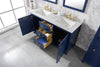 Image of Legion Furniture WLF2160D-B 60" Blue Finish Double Sink Vanity Cabinet With Carrara White Top - Houux