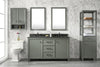 Image of Legion Furniture WLF2160D-PG 60" Pewter Green Finish Double Sink Vanity Cabinet With Blue Lime Stone Top - Houux