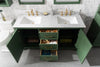 Image of Legion Furniture WLF2160D-VG 60" Vogue Green Finish Double Sink Vanity Cabinet With Carrara White Top - Houux