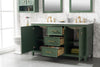 Image of Legion Furniture WLF2160D-VG 60" Vogue Green Finish Double Sink Vanity Cabinet With Carrara White Top - Houux