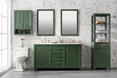 Legion Furniture WLF2160D-VG 60" Vogue Green Finish Double Sink Vanity Cabinet With Carrara White Top - Houux