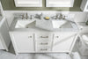 Image of Legion Furniture WLF2160D-W 60" White Finish Double Sink Vanity Cabinet With Carrara White Top - Houux
