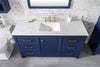 Image of Legion Furniture WLF2160S-B 60" Blue Finish Single Sink Vanity Cabinet With Carrara White Top - Houux