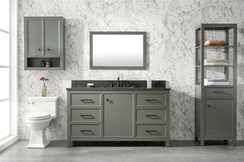 Legion Furniture WLF2160S-PG 60" Pewter Green Finish Single Sink Vanity Cabinet With Blue Lime Stone Top - Houux