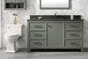 Image of Legion Furniture WLF2160S-PG 60" Pewter Green Finish Single Sink Vanity Cabinet With Blue Lime Stone Top - Houux