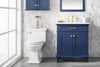 Image of Legion Furniture WLF2230-B 30" Blue Finish Sink Vanity Cabinet With Carrara White Top - Houux