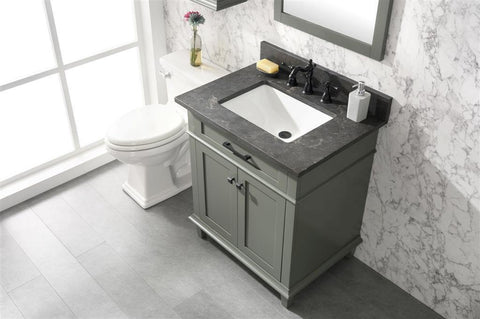 Legion Furniture WLF2230-PG 30" Pewter Green Finish Sink Vanity Cabinet With Blue Lime Stone Top - Houux