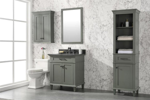 Legion Furniture WLF2230-PG 30" Pewter Green Finish Sink Vanity Cabinet With Blue Lime Stone Top - Houux