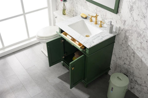 Legion Furniture WLF2230-VG 30" Vogue Green Finish Sink Vanity Cabinet With Carrara White Top - Houux