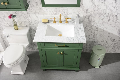 Legion Furniture WLF2230-VG 30" Vogue Green Finish Sink Vanity Cabinet With Carrara White Top - Houux