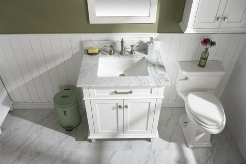 Legion Furniture WLF2230-W 30" White Finish Sink Vanity Cabinet With Carrara White Top - Houux