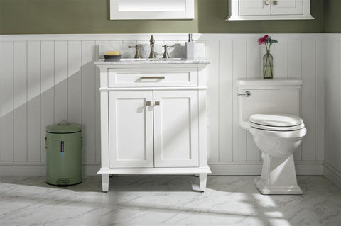 Legion Furniture WLF2230-W 30" White Finish Sink Vanity Cabinet With Carrara White Top - Houux