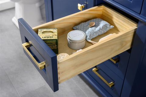 Legion Furniture WLF2236-B 36" Blue Finish Sink Vanity Cabinet With Carrara White Top - Houux