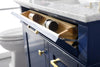 Image of Legion Furniture WLF2236-B 36" Blue Finish Sink Vanity Cabinet With Carrara White Top - Houux