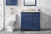 Image of Legion Furniture WLF2236-B 36" Blue Finish Sink Vanity Cabinet With Carrara White Top - Houux