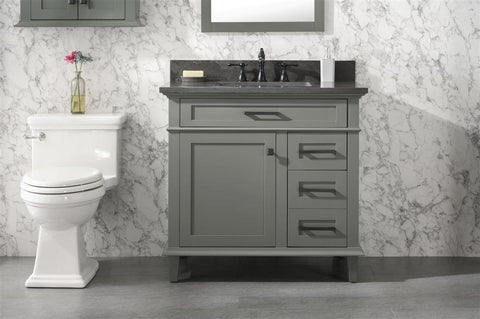 Legion Furniture WLF2236-PG 36" Pewter Green Finish Sink Vanity Cabinet With Blue Lime Stone Top - Houux