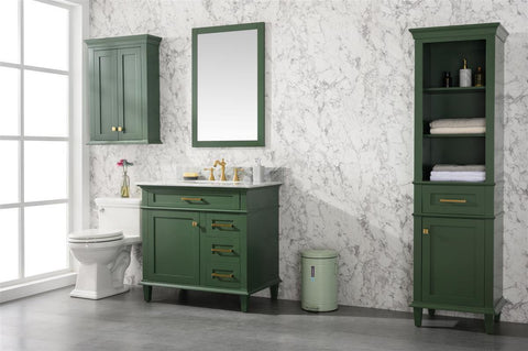 Legion Furniture WLF2236-VG 36" Vogue Green Finish Sink Vanity Cabinet With Carrara White Top - Houux