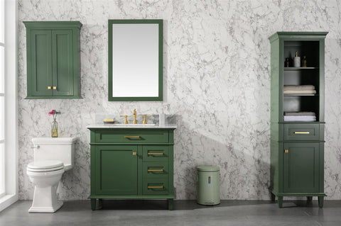 Legion Furniture WLF2236-VG 36" Vogue Green Finish Sink Vanity Cabinet With Carrara White Top - Houux