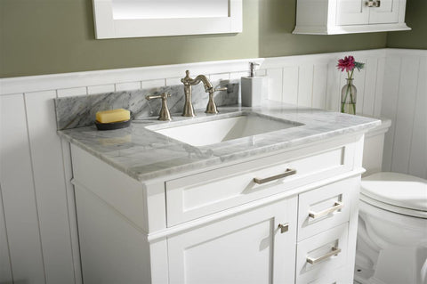 Legion Furniture WLF2236-W 36" White Finish Sink Vanity Cabinet With Carrara White Top - Houux