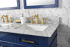 Image of Legion Furniture WLF2254-B 54" Blue Finish Double Sink Vanity Cabinet With Carrara White Top - Houux