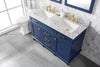 Image of Legion Furniture WLF2254-B 54" Blue Finish Double Sink Vanity Cabinet With Carrara White Top - Houux