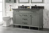Image of Legion Furniture WLF2254-PG 54" Pewter Green Finish Double Sink Vanity Cabinet With Blue Lime Stone Top - Houux