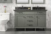 Image of Legion Furniture WLF2254-PG 54" Pewter Green Finish Double Sink Vanity Cabinet With Blue Lime Stone Top - Houux