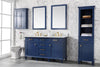 Image of Legion Furniture WLF2260D-B 60" Blue Finish Double Sink Vanity Cabinet With Carrara White Top - Houux