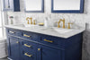 Image of Legion Furniture WLF2260D-B 60" Blue Finish Double Sink Vanity Cabinet With Carrara White Top - Houux