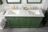 Image of Legion Furniture WLF2260D-VG 60" Vogue Green Finish Double Sink Vanity Cabinet With Carrara White Top - Houux