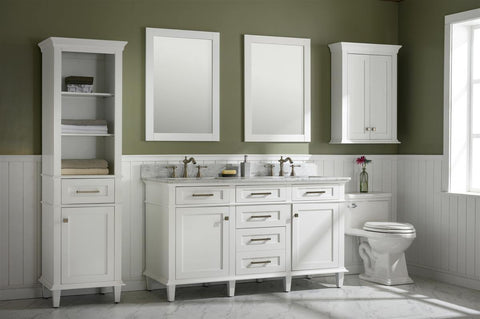 Legion Furniture WLF2260D-W 60" White Finish Double Sink Vanity Cabinet With Carrara White Top - Houux