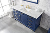 Image of Legion Furniture WLF2260S-B 60" Blue Finish Single Sink Vanity Cabinet With Carrara White Top - Houux