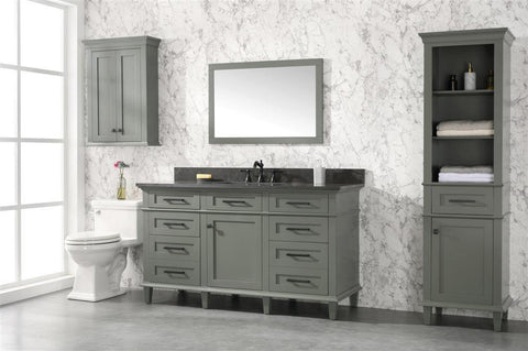 Legion Furniture WLF2260S-PG 60" Pewter Green Finish Single Sink Vanity Cabinet With Blue Lime Stone Top - Houux